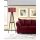 Elegant Wooden Floor Lamp with Shelf, Walnut & Claret Red