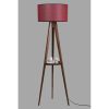 Elegant Wooden Floor Lamp with Shelf, Walnut & Claret Red