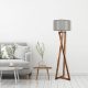 Scandinavian Floor Lamp, Wooden Body, 150 cm Height, Brown & Grey