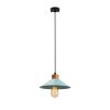 Elegant Blue Chandelier, Metal & Wooden Base, 103 cm