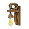 Handmade Rustic Wall Lamp, Brown & Gold, 18x30 cm | 100% FIR Tree, Jute Rope, Elegant Modern Design