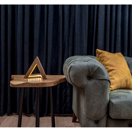 Handmade LED Table Lamp, Brown, 22x22x21 cm | Solid Spruce, Rustic Design, 100-240V Adapter, IP20