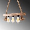 Rustic Wooden Chandelier, 60 cm, 3 x E27, Modern Design
