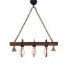 Handmade Walnut Chandelier, Solid Pine, 10x60x70 cm | 3x E27 Max 40W, Rustic Modern Design, IP20