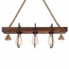 Handmade Walnut Chandelier, Solid Pine, 10x60x70 cm | 3x E27 Max 40W, Rustic Modern Design, IP20