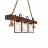 Handmade Walnut Chandelier, Solid Pine, 10x60x70 cm | 3x E27 Max 40W, Rustic Modern Design, IP20