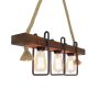 Handmade Walnut Chandelier, Solid Pine, 10x60x70 cm | 3x E27 Max 40W, Rustic Modern Design, IP20