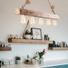 Rustic Wooden Chandelier, 100x7cm, 5xE27, Modern Design