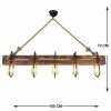 Handmade Walnut Chandelier, Solid Pine, 100x16x72 cm | 5 E27 Socket | Modern Rustic Design