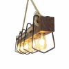Handmade Walnut Chandelier, Solid Pine, 100x16x72 cm | 5 E27 Socket | Modern Rustic Design