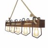 Handmade Walnut Chandelier, Solid Pine, 100x16x72 cm | 5 E27 Socket | Modern Rustic Design