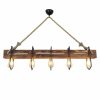 Handmade Walnut Chandelier, Solid Pine, 100x16x72 cm | 5 E27 Socket | Modern Rustic Design