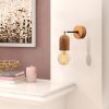 Rustic Wooden Wall Lamp, 20 cm Height, E27 Socket