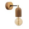 Rustic Wooden Wall Lamp, 20 cm Height, E27 Socket