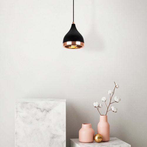 Modern Black & Copper Chandelier, Adjustable Height, 15cm