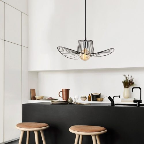 Modern Black Chandelier, Adjustable Height, 49 cm Diameter