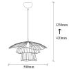 Modern Black Chandelier, 50 cm, Adjustable Height, Iron