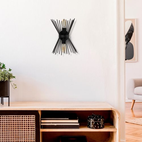 Modern Black Wall Lamp, Metal Body, 33 cm Height | IP20, E27 Socket, Stylish Industrial Design