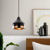 Modern Chandelier, Black & Copper, 17 cm Diameter, 112 cm Height | Adjustable, E27 Socket, IP20 | Stylish Lighting for Glam & Scandinavian Decor