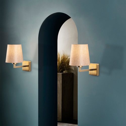 Modern Gold & Cream Wall Lamp, Metal Body, 30 cm Height