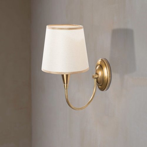Modern Antique Wall Lamp, Metal & Fabric, 31 cm Height