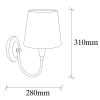 Modern Antique Wall Lamp, Metal & Fabric, 31 cm Height