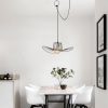 Modern Black Chandelier, Adjustable Height, Iron Body