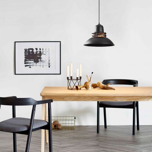 Modern Black & Gold Chandelier, 34cm, Adjustable Height