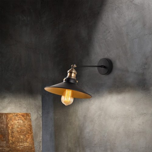 Elegant Black & Gold Wall Lamp, Iron Body, 25x40 cm