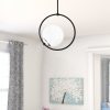 Modern Black & White Chandelier, Metal Body, 39 cm