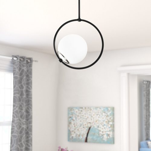 Modern Black & White Chandelier, Metal Body, 39 cm