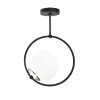 Modern Black & White Chandelier, Metal Body, 39 cm
