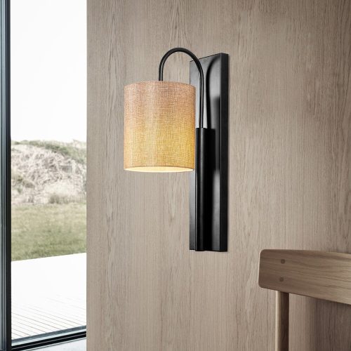 Modern Wall Lamp, Black & Cream, 42 cm Height | Iron Body, E27 Socket, Stylish Industrial Design