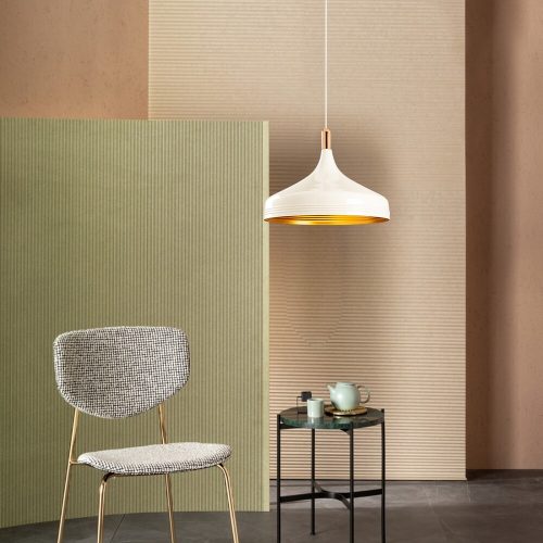 Modern Chandelier, White & Gold, 36cm, Adjustable Height
