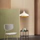 Modern Chandelier, White & Gold, 36cm, Adjustable Height