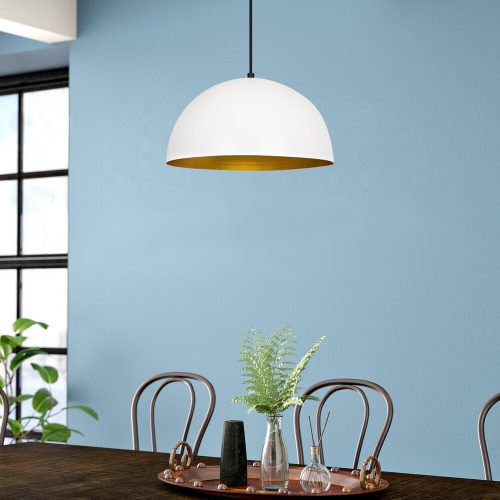 Modern Chandelier, White & Gold, 40cm, Adjustable Height