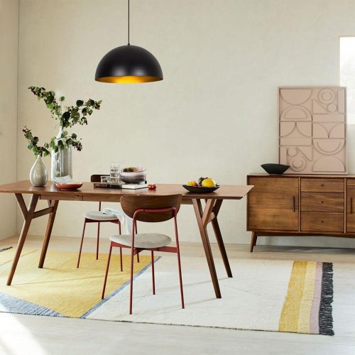 Modern Industrial Chandelier, Black & Gold, 40cm | Adjustable Height, E27 Socket, Elegant Design