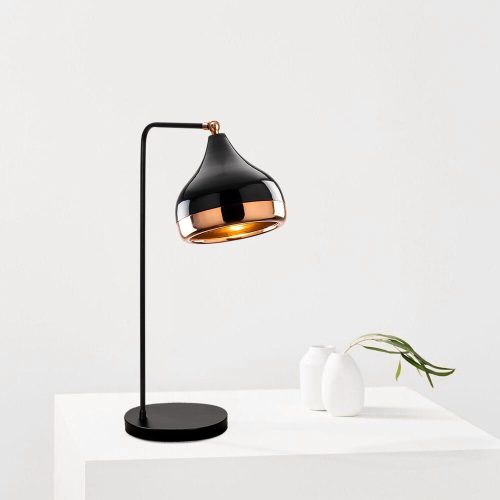 Scandinavian Table Lamp, Metal Body, Black & Copper | 52 cm, E27, Stylish & Functional Design