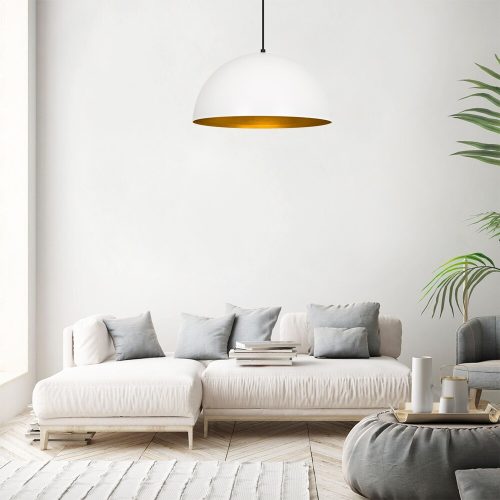 Modern White & Gold Chandelier, 50 cm, Adjustable Height