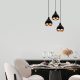 Modern Adjustable Chandelier, Black & Copper, 38 cm