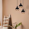 Modern Adjustable Chandelier, Black & Copper, 38 cm