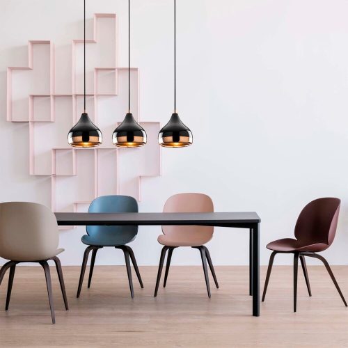 Modern Chandelier, Black & Copper, Adjustable Height
