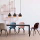 Modern Chandelier, Black & Copper, Adjustable Height