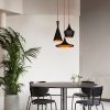Modern Black & Gold Chandelier, 51 cm, Adjustable Height