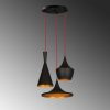 Modern Black & Gold Chandelier, 51 cm, Adjustable Height