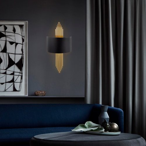 Elegant Black & Gold Wall Lamp, Metal Body, 75 cm | E27 Max 40W | Glam Design for Modern Spaces