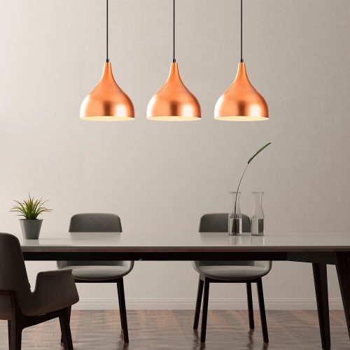 Modern Copper & Black Chandelier, Adjustable Height, 97x16cm