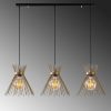Modern Black Chandelier, Metal Body, Adjustable Height