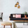 Elegant Gold & Black Chandelier, 44x116 cm, Adjustable