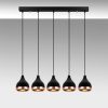 Modern Chandelier, Black & Copper, 135 cm Height | Adjustable, 5 x E27 | Glam & Scandinavian Design